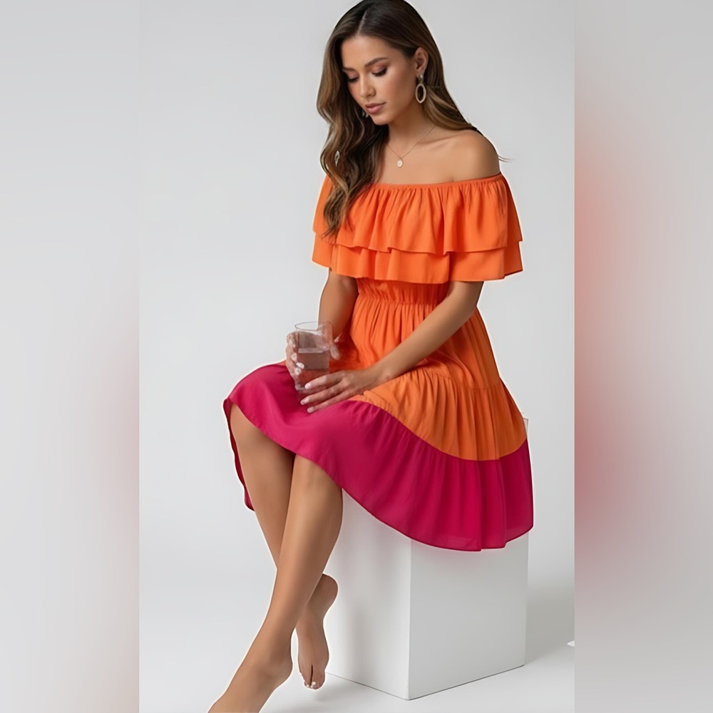 Off Shoulder Ruffle Dress - Picture 4 of 10